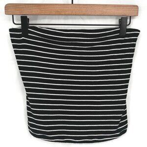 Y2k Black and White Striped Tube Top Crop Top Size M